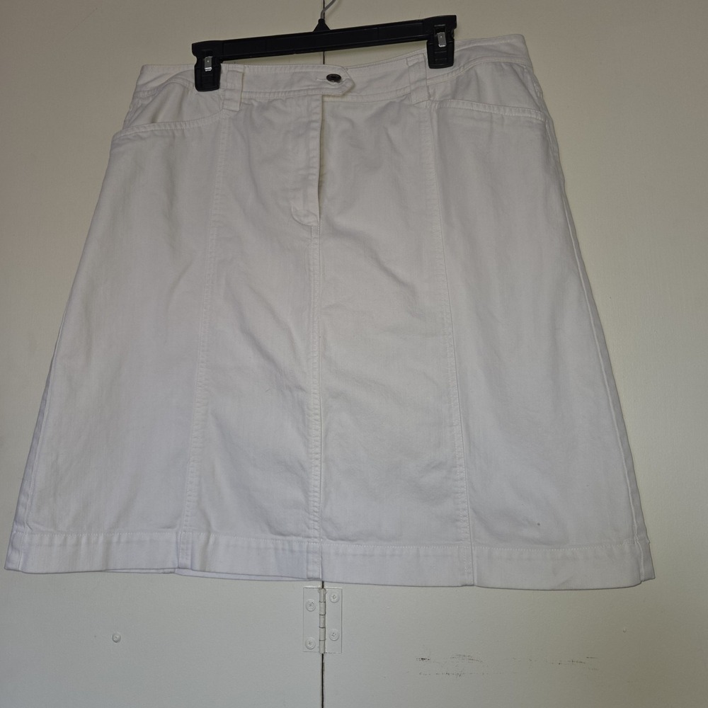 Talbots Women's White A-line Skirt Button Front Sz 16 ~EUC ~